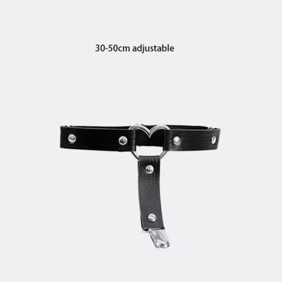 🆕Black Leather Leg Heart Garter Belt - Picture 4 of 6